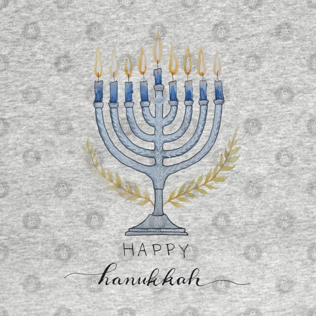 Watercolor Happy Hanukkah Menorah by Jessfm